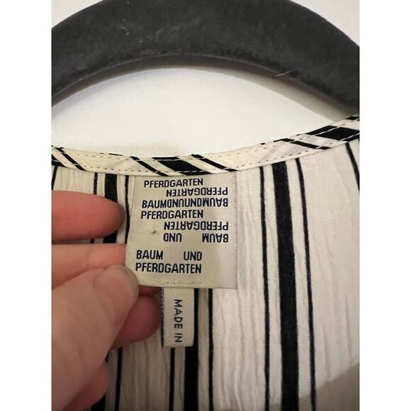 BAUM UND PFERDGARTEN Alona gathered striped crepon midi dress Sz 6 - Picture 8 of 13